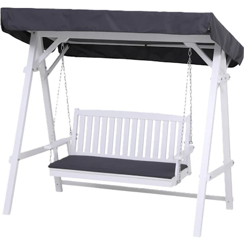 Gardeon 3-Seater White Outdoor Wooden Swing Chair