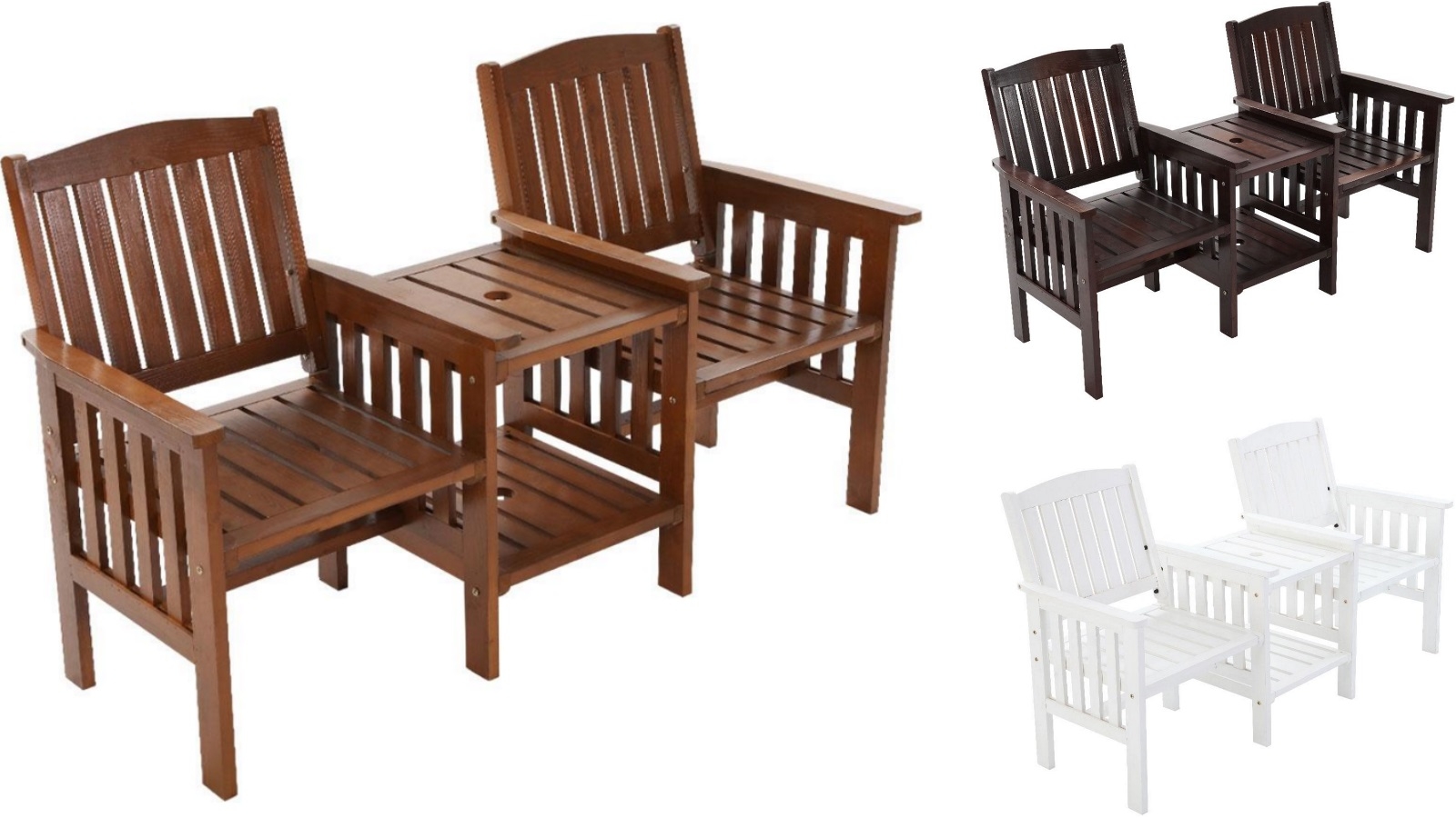 Gardeon Wooden Garden Loveseat Chair and Table