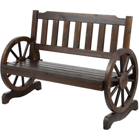 Gardeon Wagon Wheel Outdoor Bench - Brown