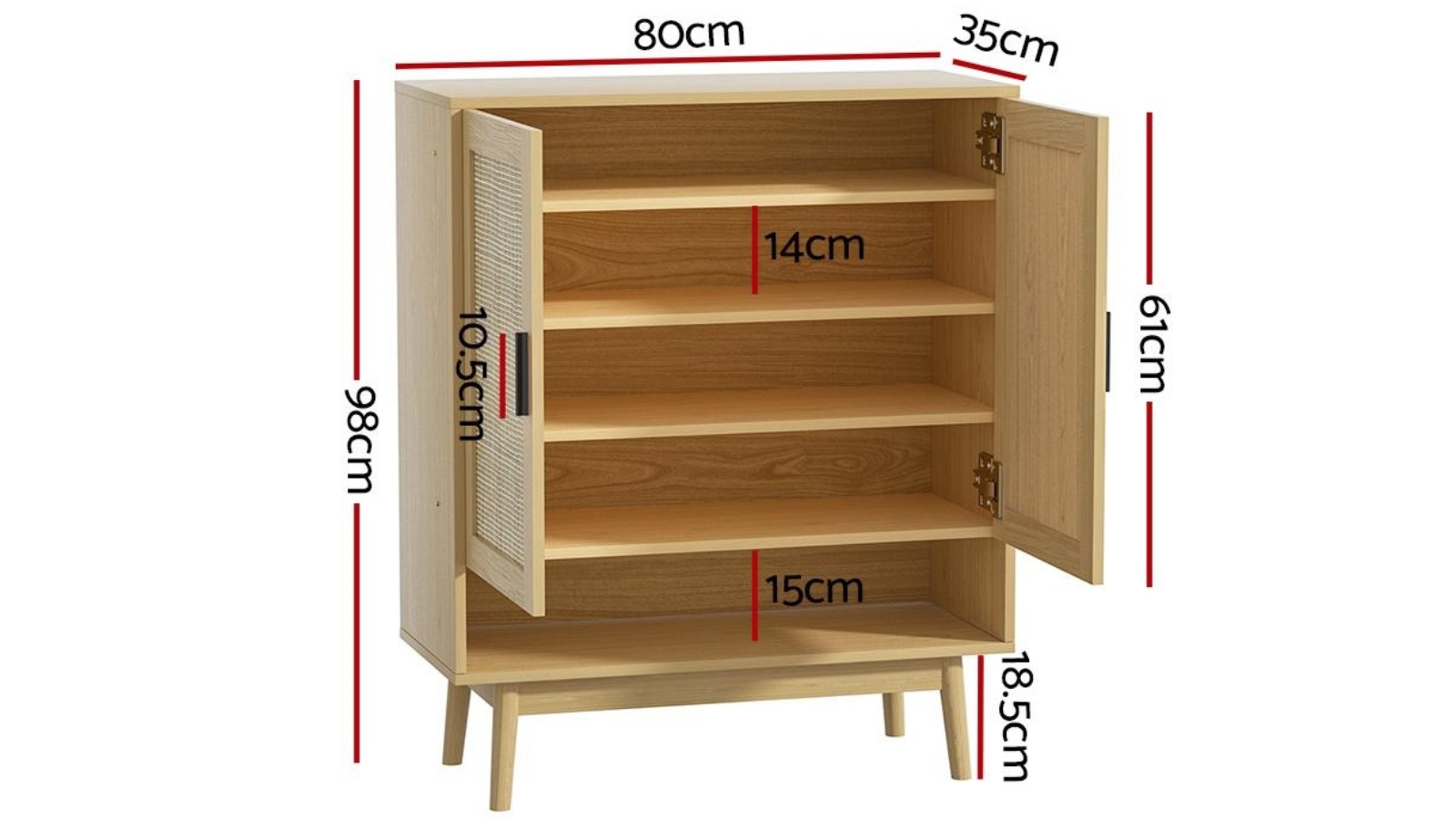 Artiss Rattan Briony Shoe Storage Harvey Norman