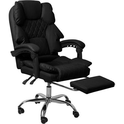 Levede PU Leather Gaming Office Chair with Footrest - Black