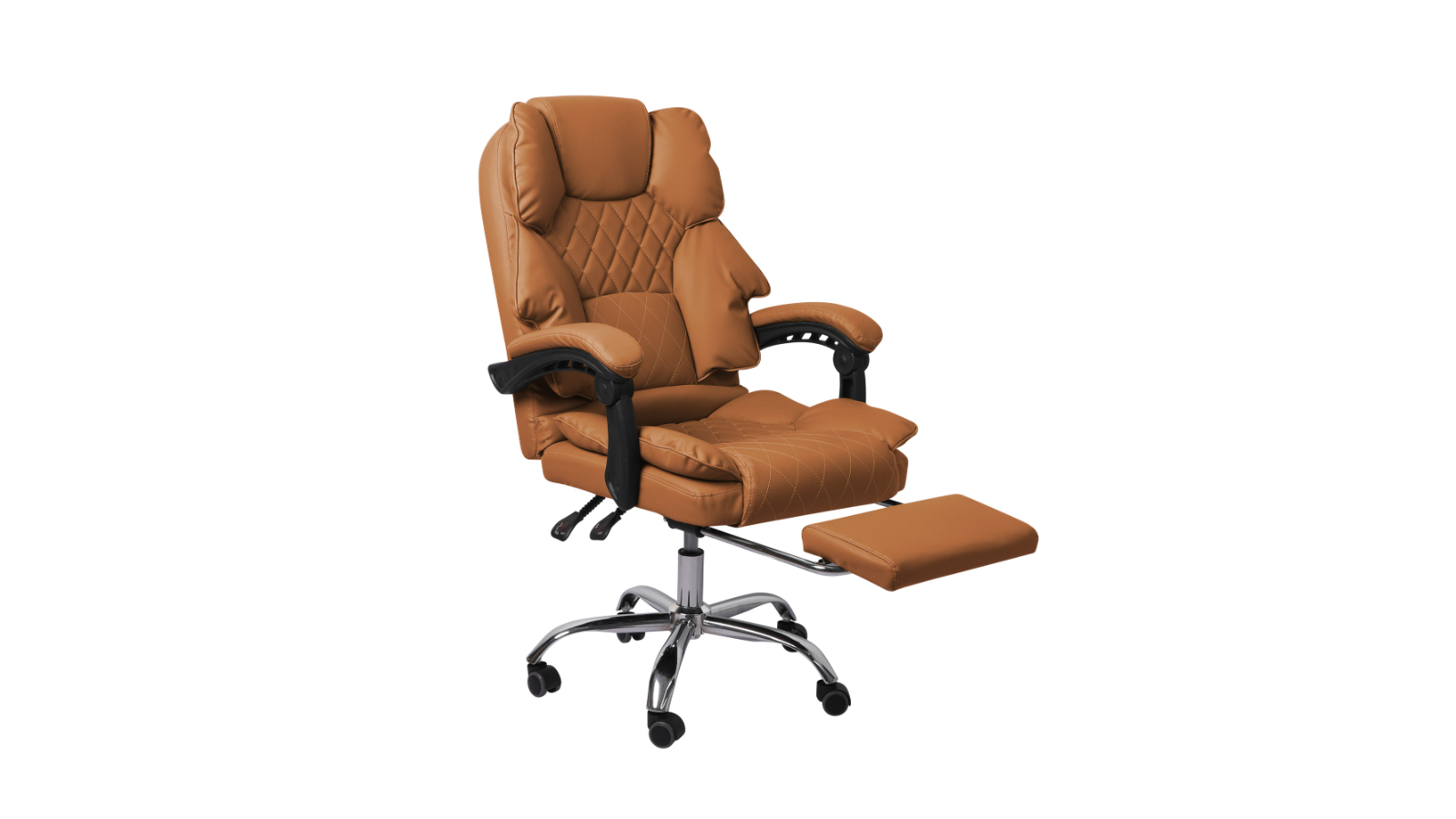 Levede PU Leather Gaming Office Chair with Footrest - Brown