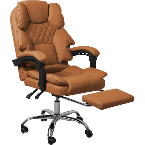 Levede PU Leather Gaming Office Chair with Footrest - Brown