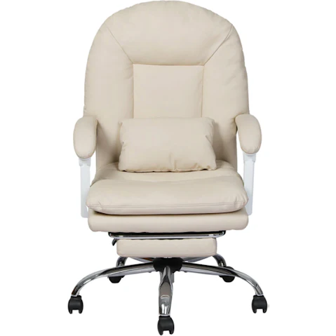 Levede Footrest PU Leather Tilt Gaming Work Executive Office Chair - Beige