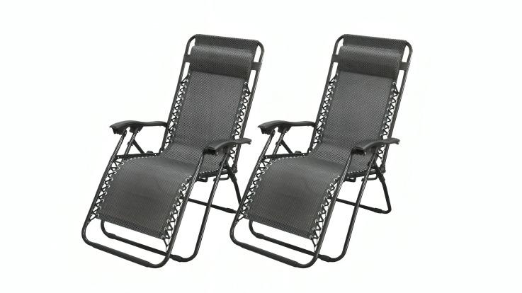 Hacienda 2 Piece Zero Gravity Folding Reclining Chair - Black