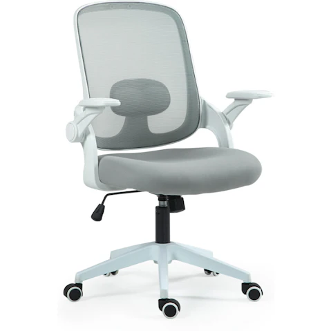 Fortia Adjustable Recline Ergonomic Office Chair - Grey Mesh/White Frame