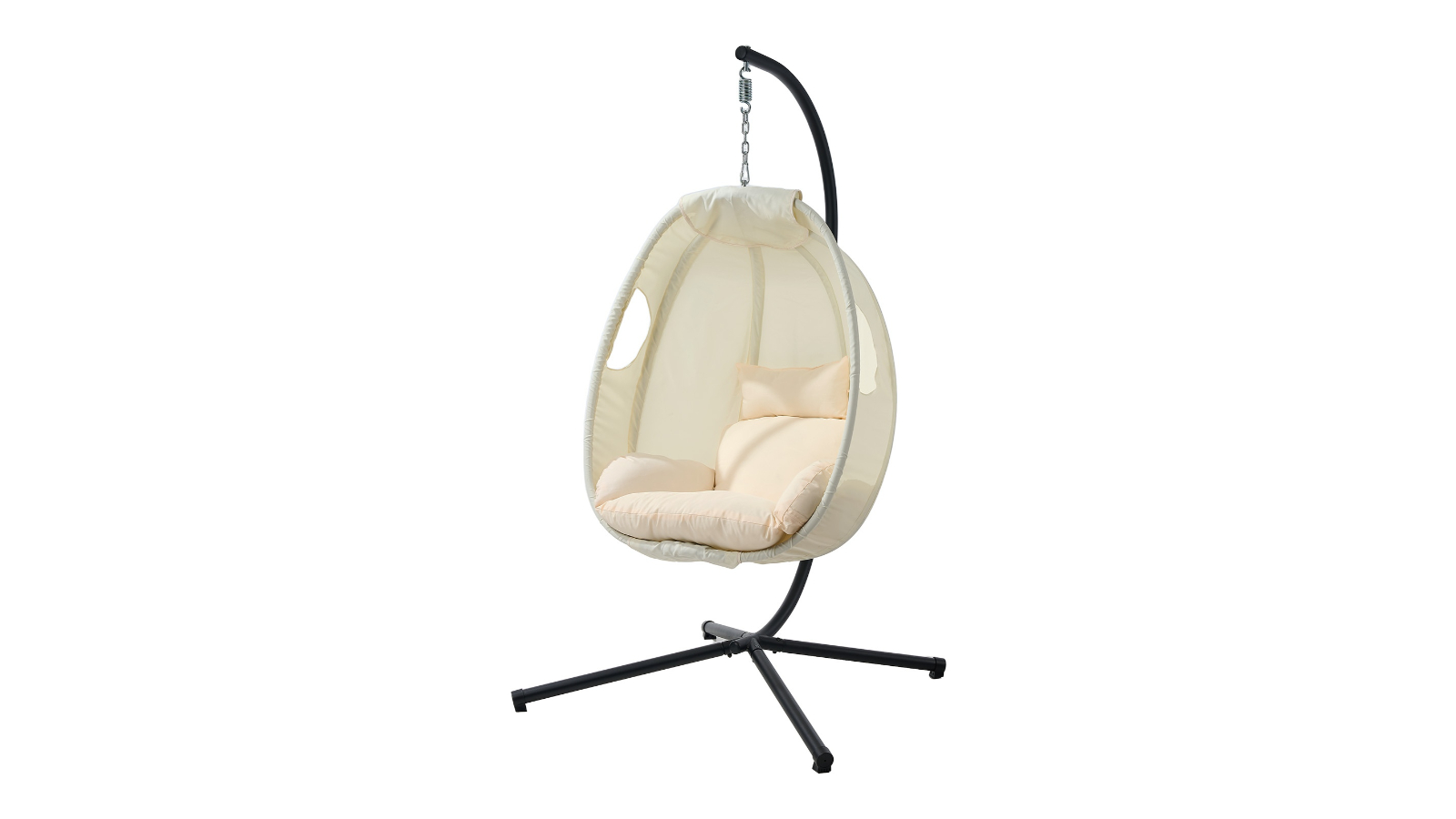 Livsip Outdoor Hanging Egg Chair with Stand Cushion - Beige