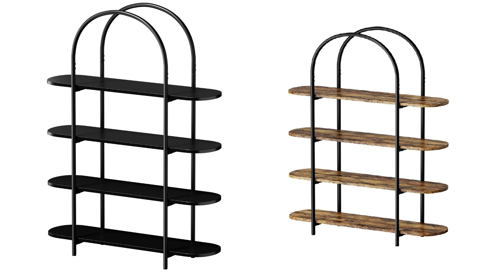 Oikiture 4-Tier Arched Display Bookshelf