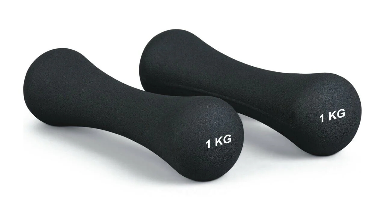 Neoprene Black Bone Shape Dumbbells Pair - 1kg