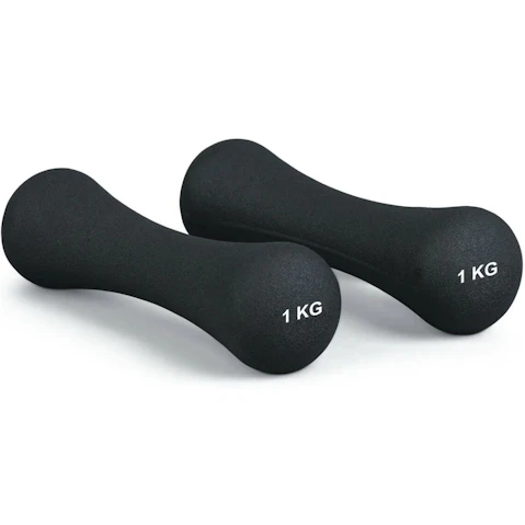 Neoprene Black Bone Shape Dumbbells Pair - 1kg
