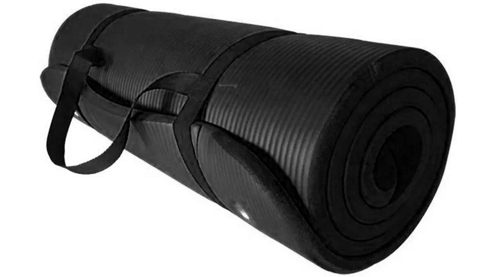 Fitness Hero 10mm Yoga and Pilates Mat + Shoulder Strap - Black