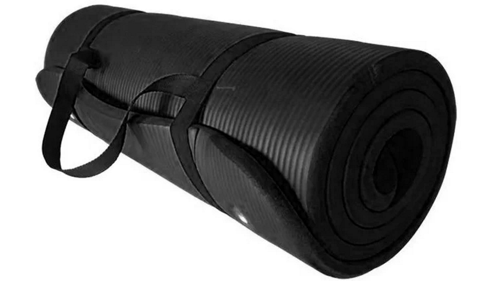Fitness Hero 25mm Extra Thick Yoga and Pilates Mat + Shoulder Strap - Black