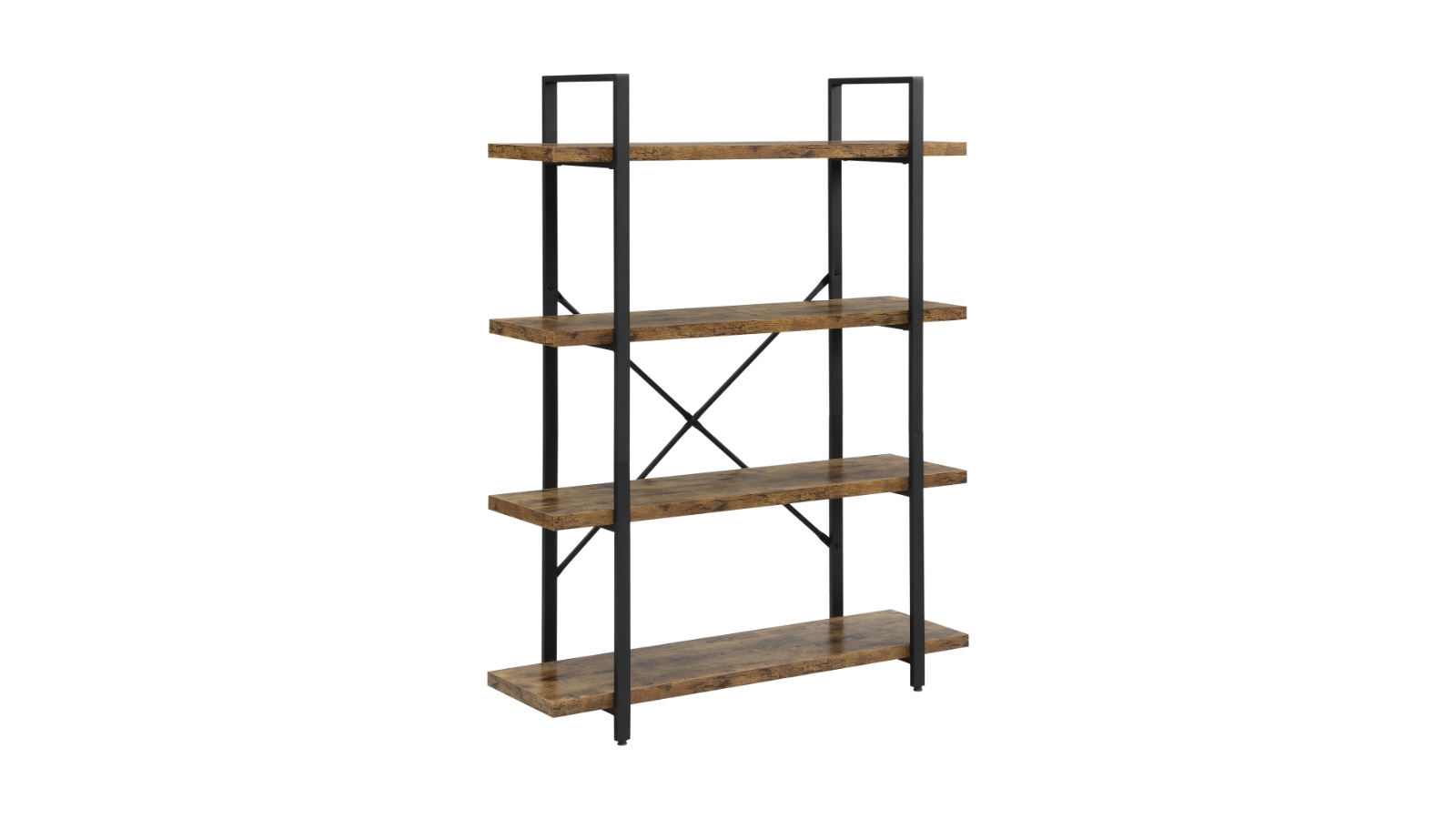IHOMDEC 4 Tier Industrial Style Bookshelf Dark Brown