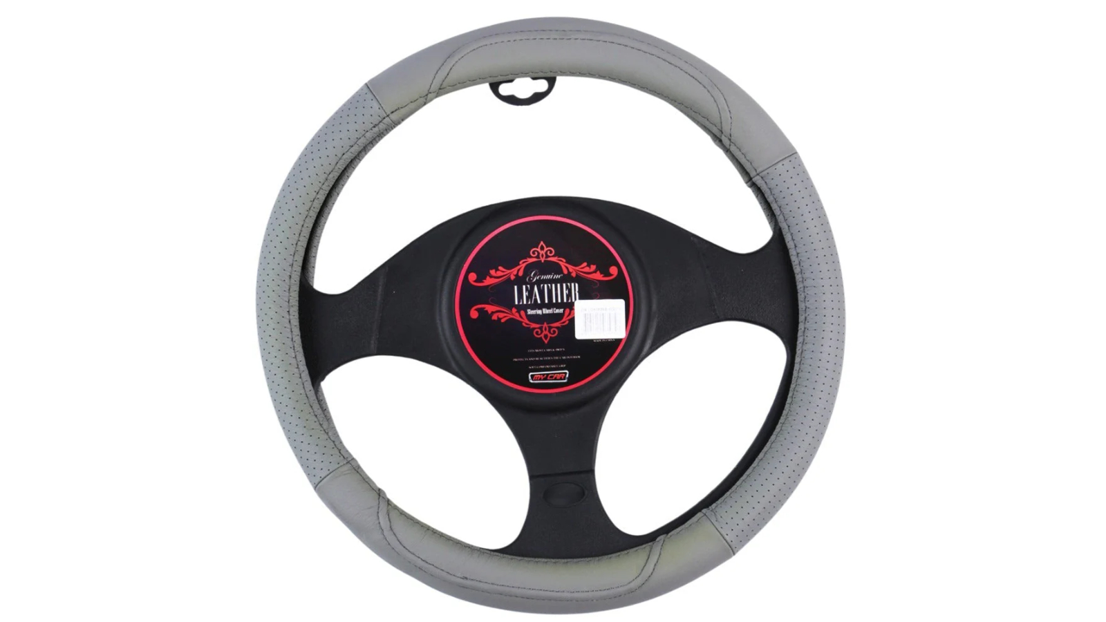 My Car Oklahoma Leather Steering Wheel Cover - Grey