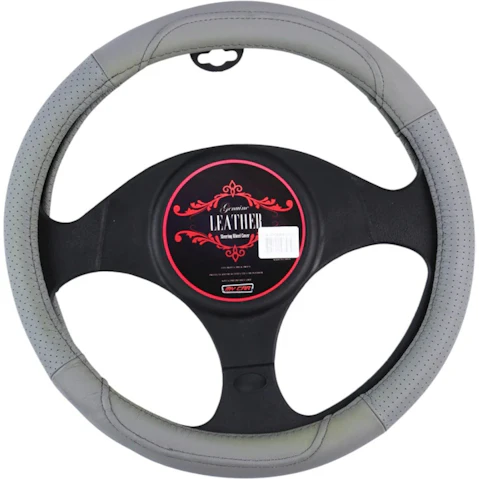 My Car Oklahoma Leather Steering Wheel Cover - Grey