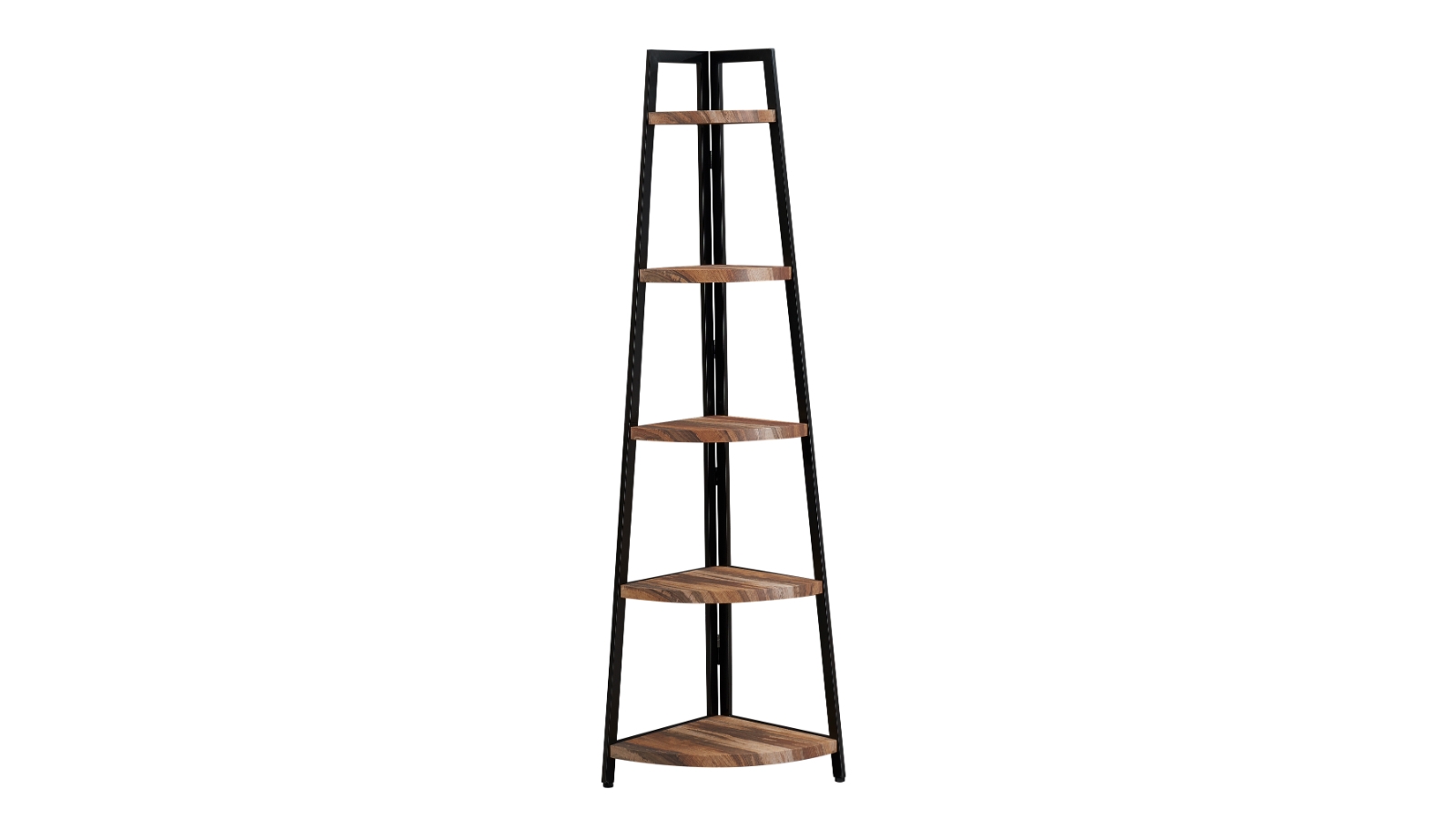 IHOMDEC 5 Tier Industrial A-Shaped Corner Bookshelf Retro Brown
