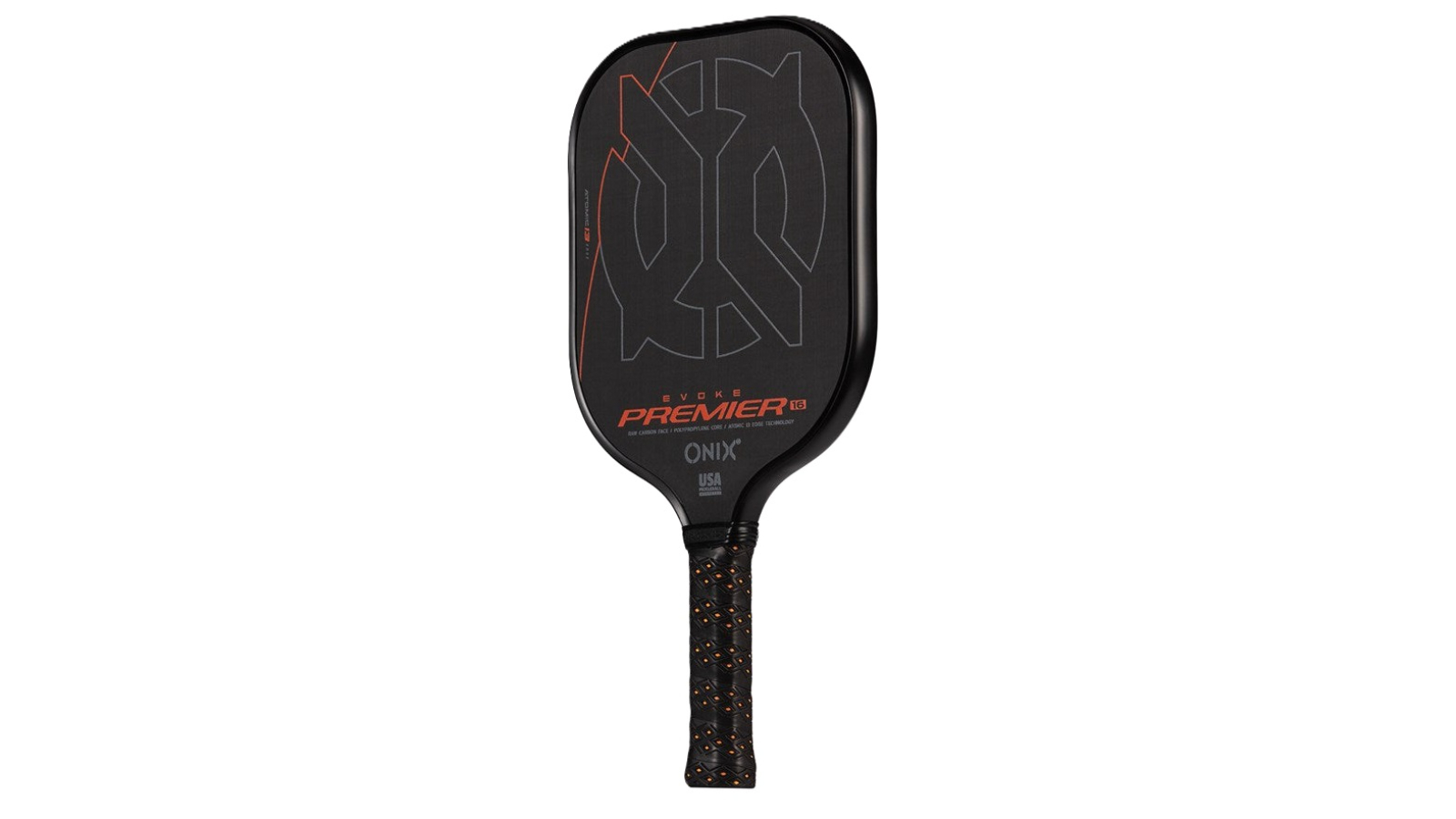Onix Black/Orange 1cm Max Power Evoke Raw Carbon Pickleball Paddle