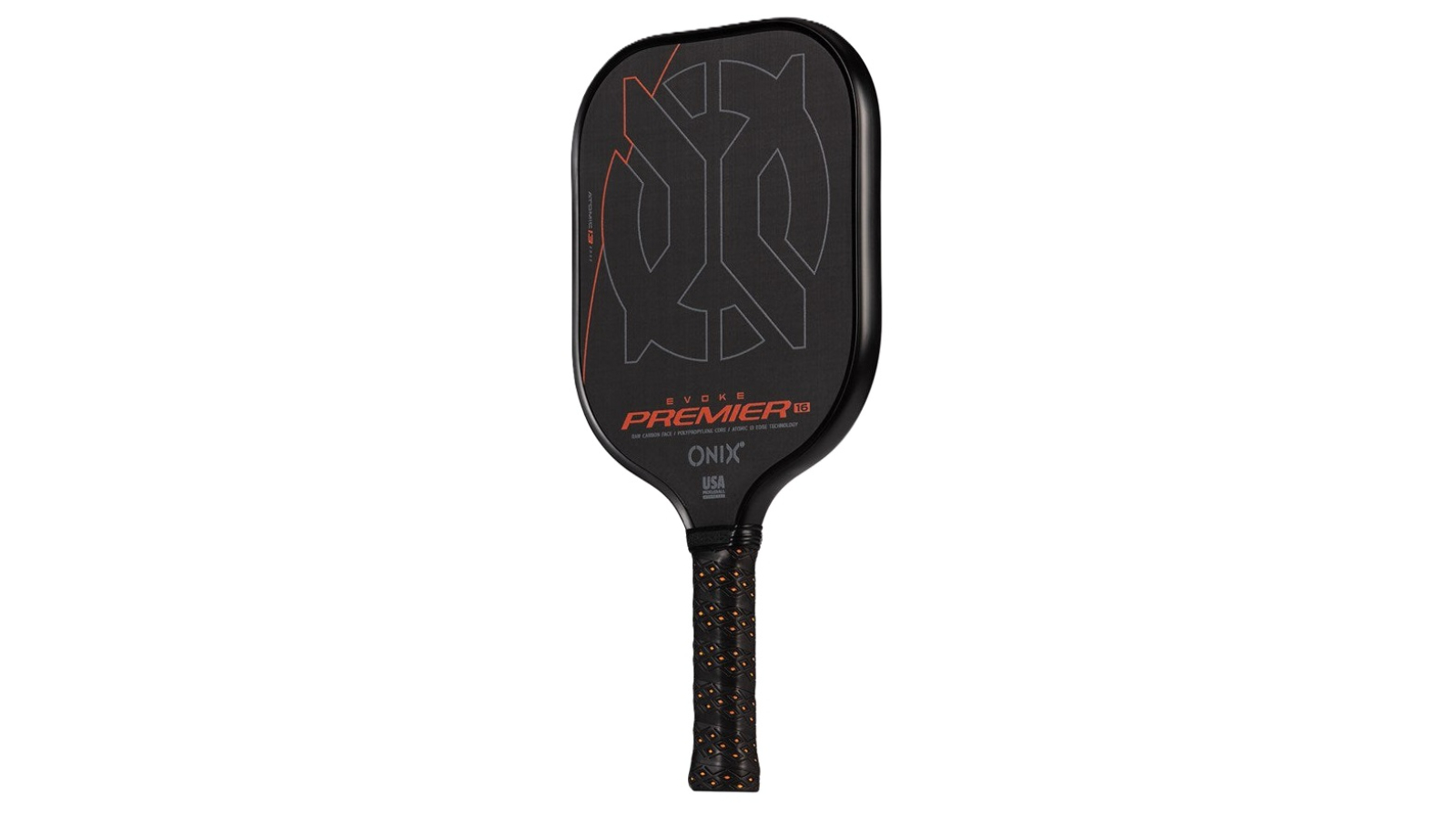 Onix Black/Orange 1.4cm Control Evoke Raw Carbon Pickleball Paddle