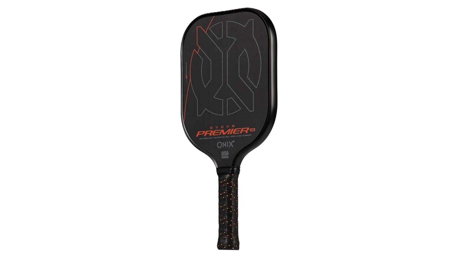Onix Black/Orange 1.6cm Max Control Evoke Raw Carbon Pickleball Paddle