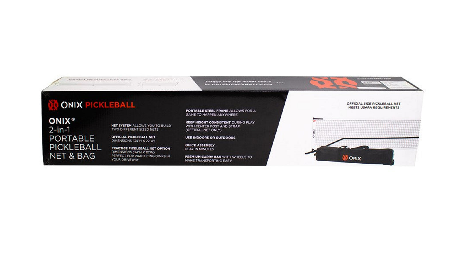 Onix 2 sizes in 1 USAPA Regulation Size and Practice Pickleball Portable Net