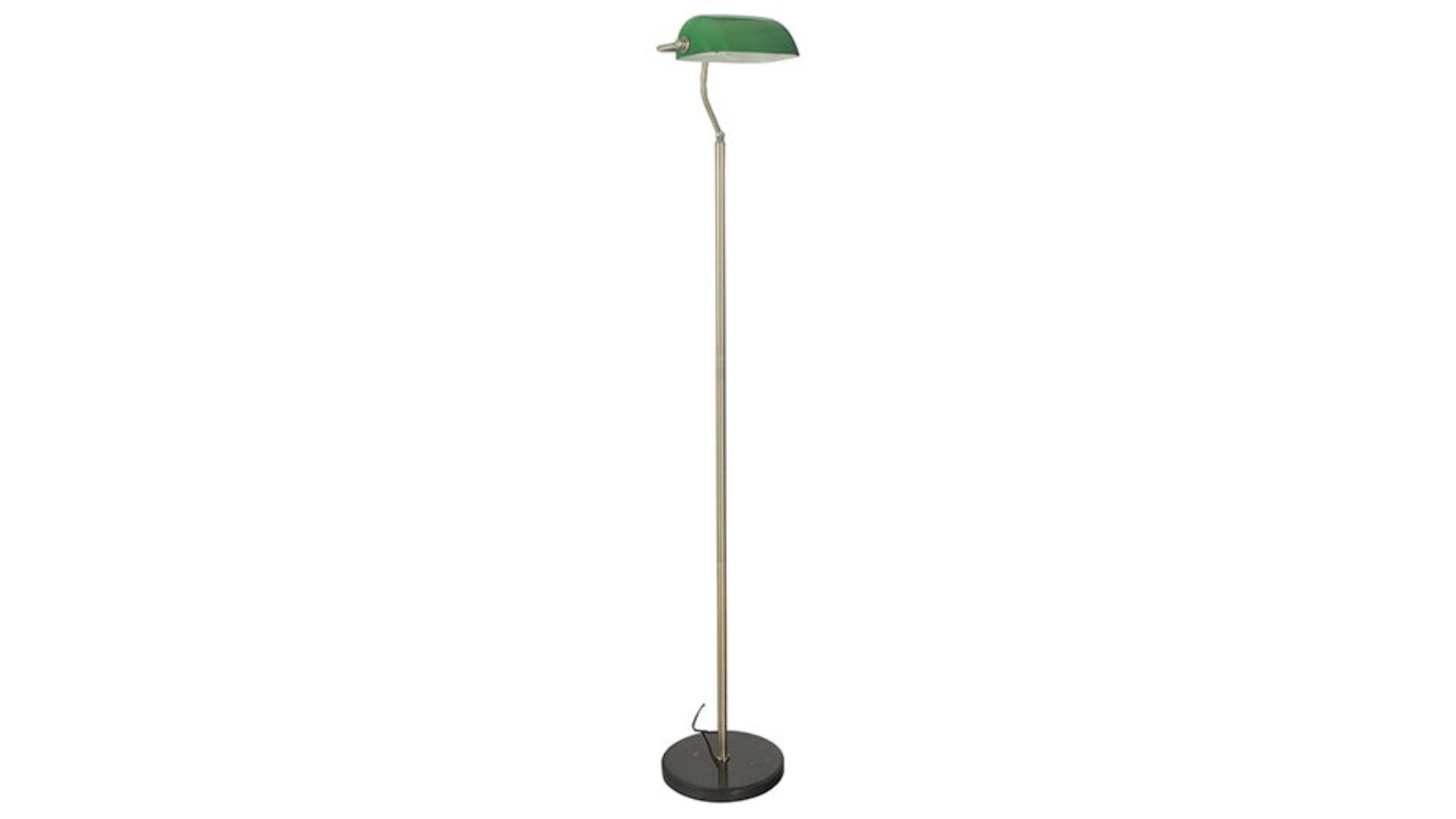 Oriel Lighting Green Banker Antique Brass Floor Lamp