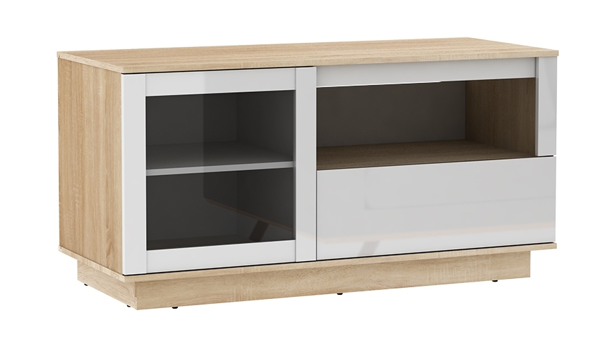 AVS Oak Lowboy 1200mm TV/AV Cabinet - Sonoma Oak Light/White Gloss