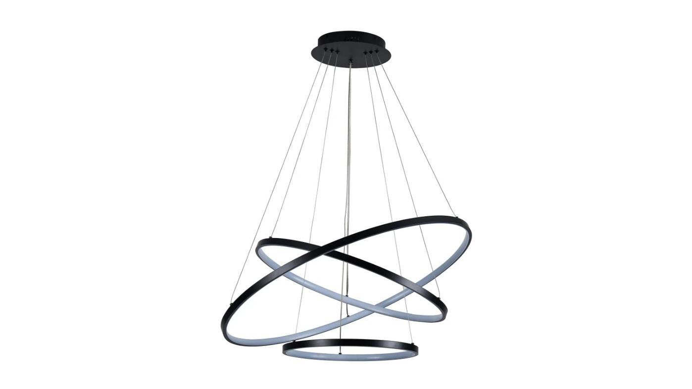 Luminea Omega Bright Contemporary Retro Black Hollow Ring LED Pendant Light - Large