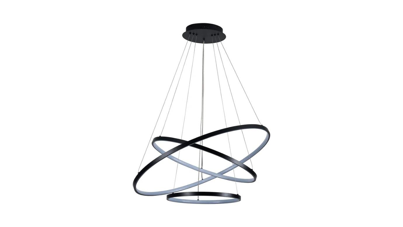 Luminea Omega Bright Contemporary Retro Black Hollow Ring LED Pendant Light - Small