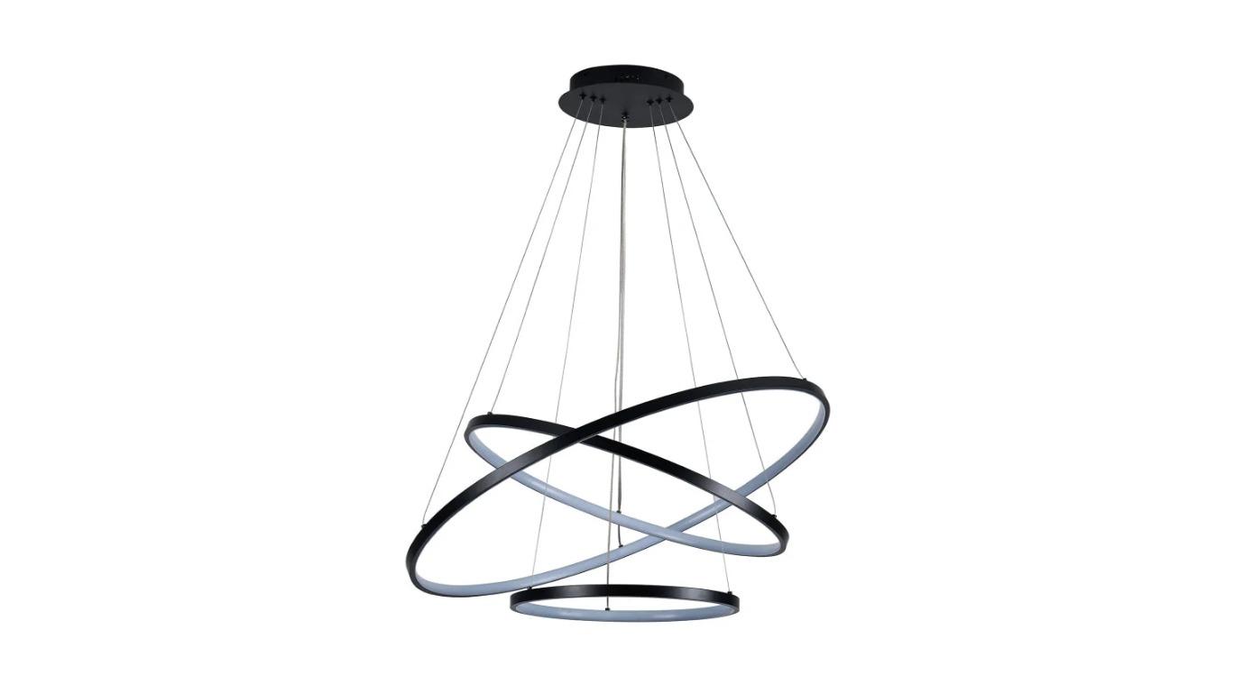 Luminea Omega Bright Contemporary Retro Black Hollow Ring LED Pendant Light