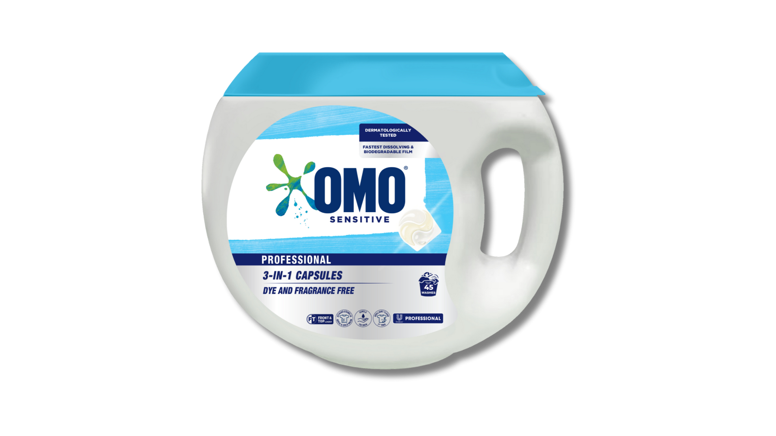OMO Sensitive Pack of 45 3-in-1 Professional Laundry Capsules