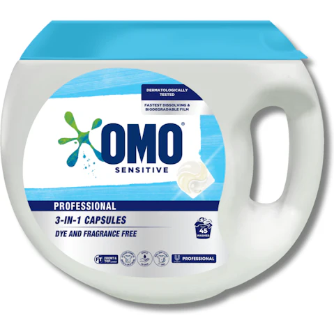 OMO Sensitive Pack of 45 3-in-1 Professional Laundry Capsules