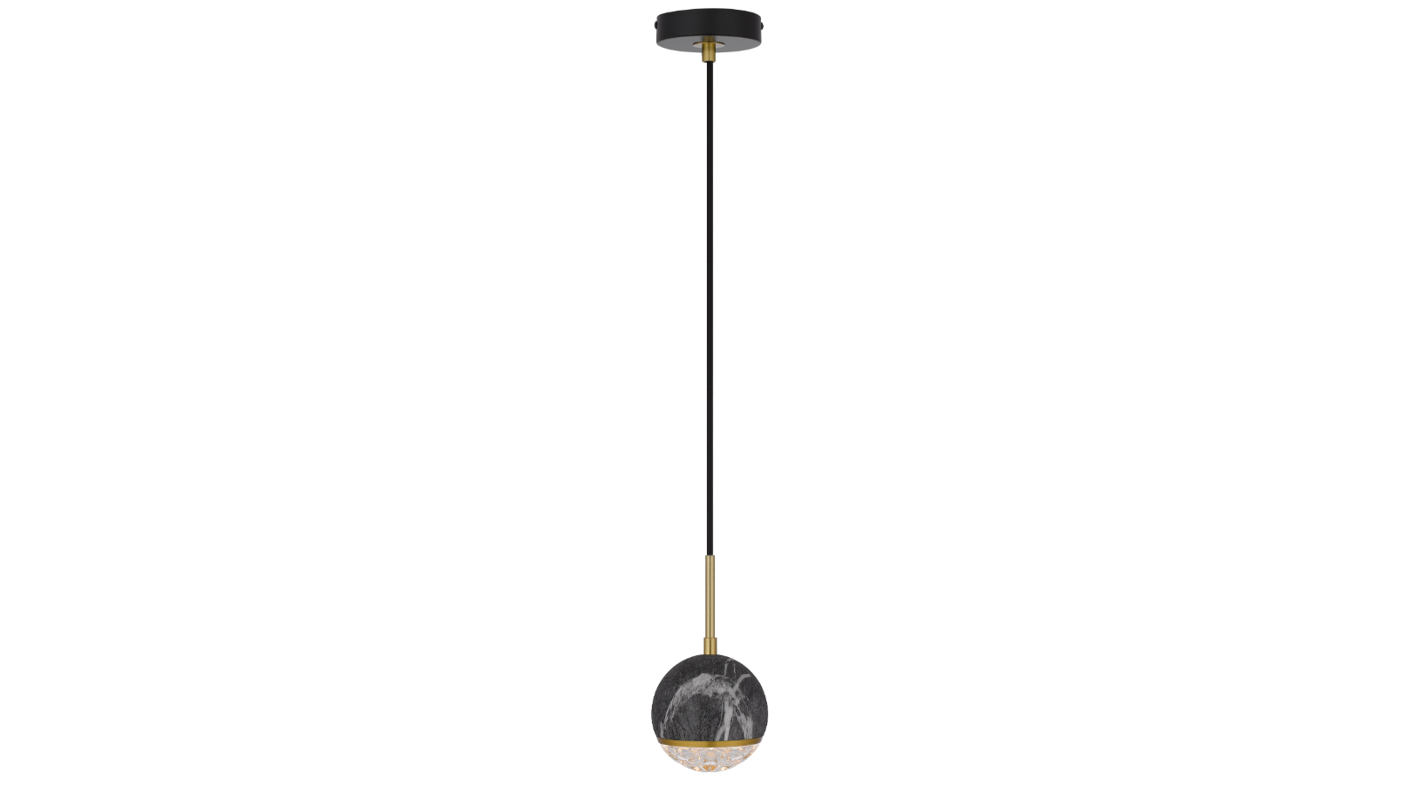 Pretty & Practical Sollux Black Marble Pendant Lamp with Clear Finish and Modern Style