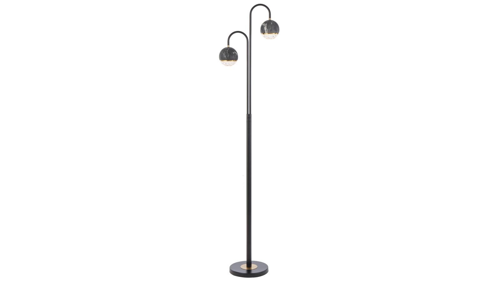 Pretty & Practical Halo Black Matte Floor Lamp with 2 Lights and Modern Finish