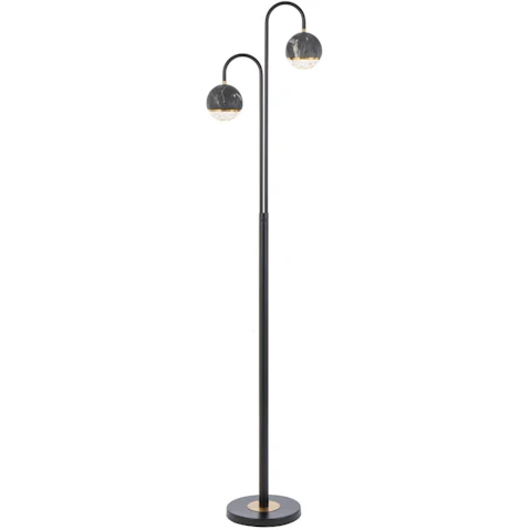 Pretty & Practical Halo Black Matte Floor Lamp with 2 Lights and Modern Finish