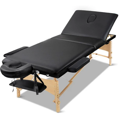 Zenses 3-Fold Wooden Massage Table - Black - 60cm