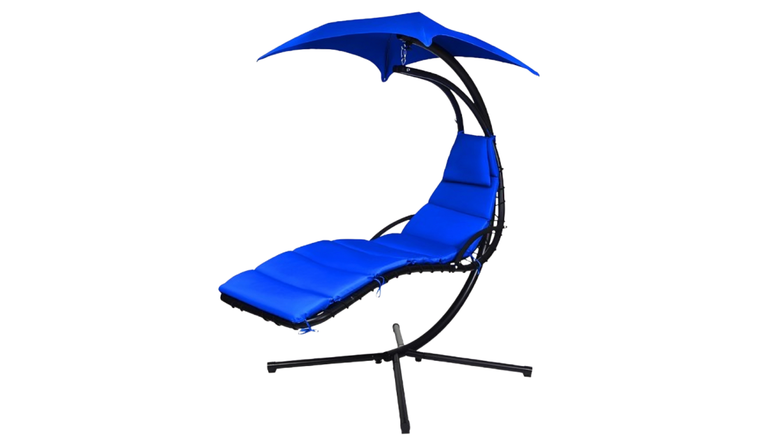Costway Metal Swing Outdoor Hammock Cushion Chair with Canopy Stand - Blue