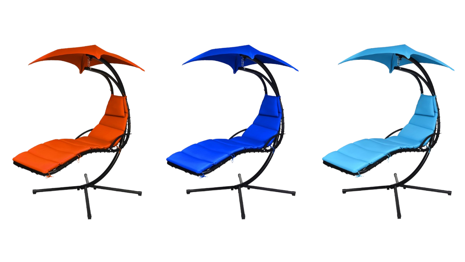 Costway Metal Swing Outdoor Hammock Cushion Chair with Canopy Stand