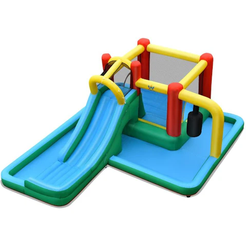 Costway 7-in-1 Inflatable Outdoor Water Park Slide Jumping Castle Splash Pool
