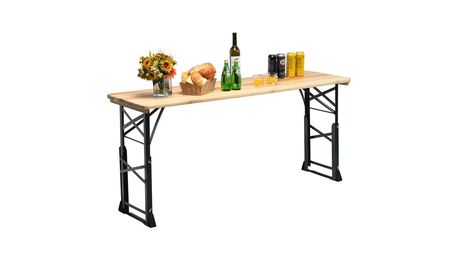 Costway Outdoor Folding Bar Table with Height Adjustable and Umbrella Hole