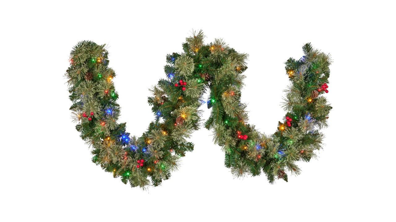 Klika 274cm Bristle Berry Pre-Lit Christmas Garland - Multi-coloured