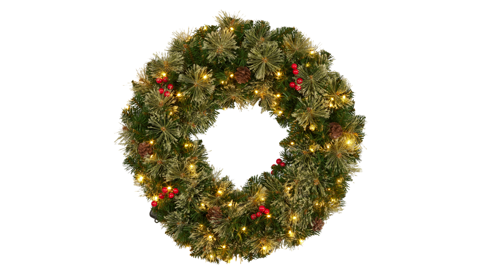 Klika Bristle Berry Christmas Wreath with Multi-Function Light - 61cm