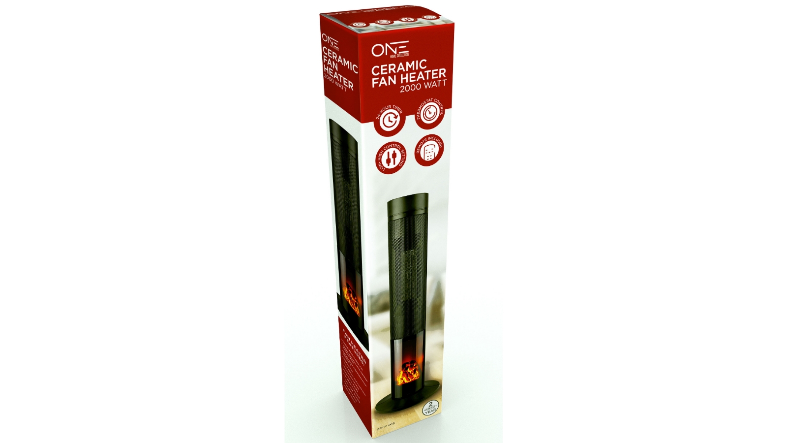ONE 86cm 2000W Flame Effect Ceramic Tower Heater Harvey Norman