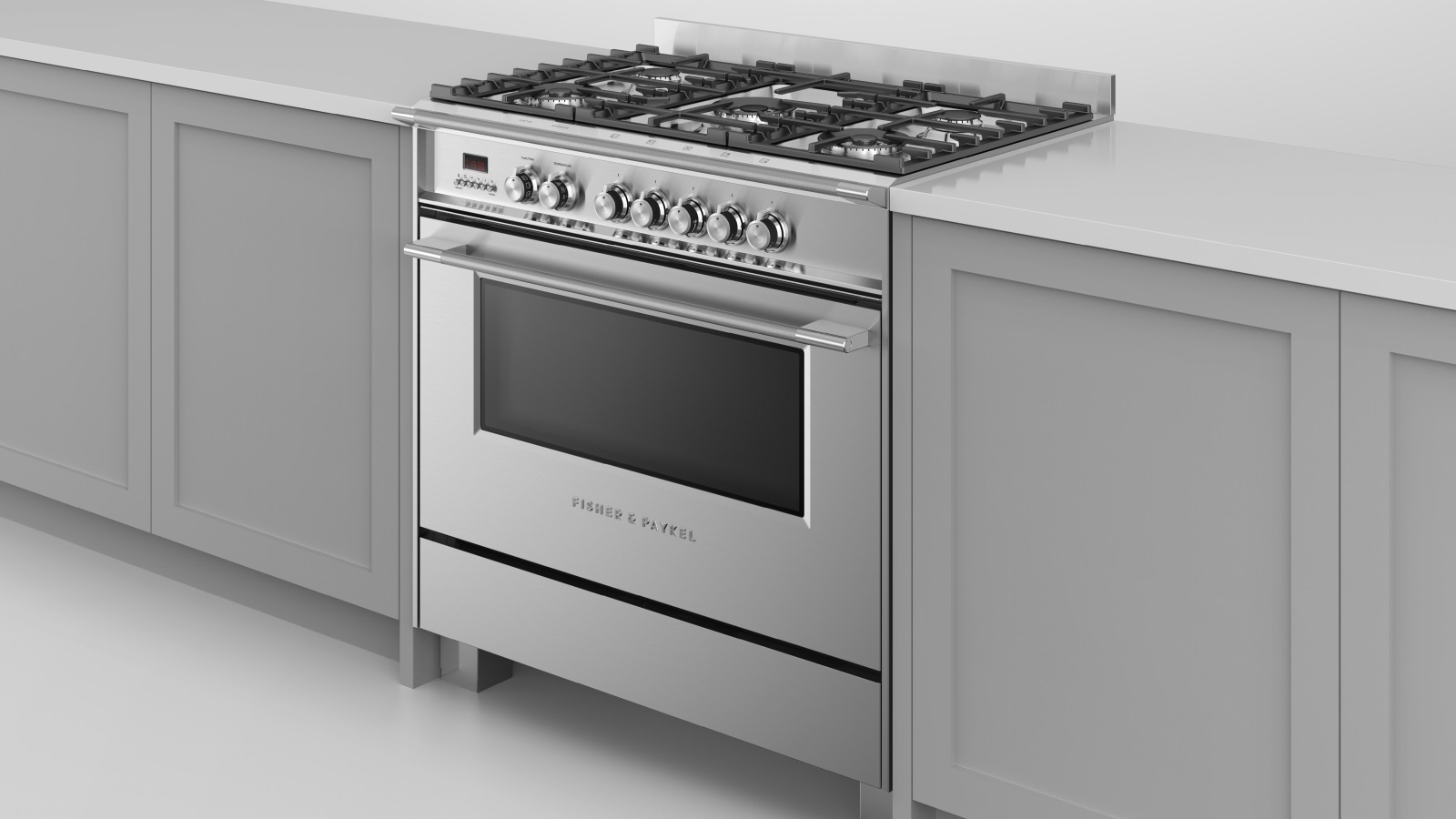 Fisher & Paykel 900mm Freestanding Dual Fuel Cooker with Full Extension Sliding Shelves