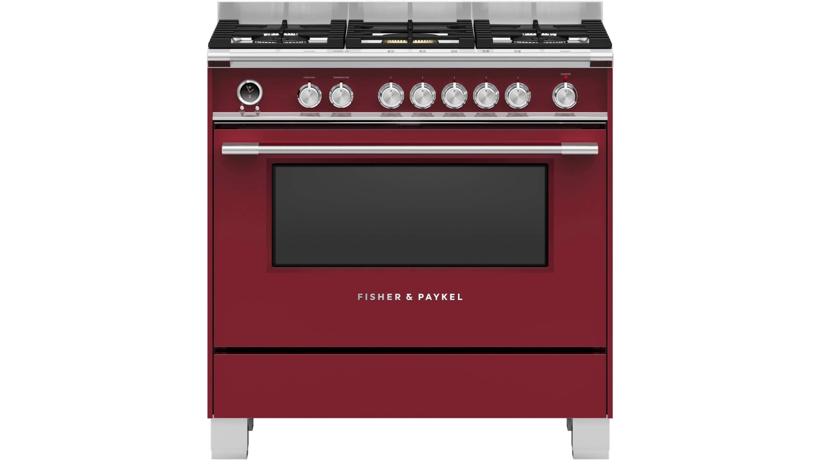 Fisher & Paykel 90cm Series 9 Classic 5 Burner Dual Fuel Pyrolytic Cooker - Red