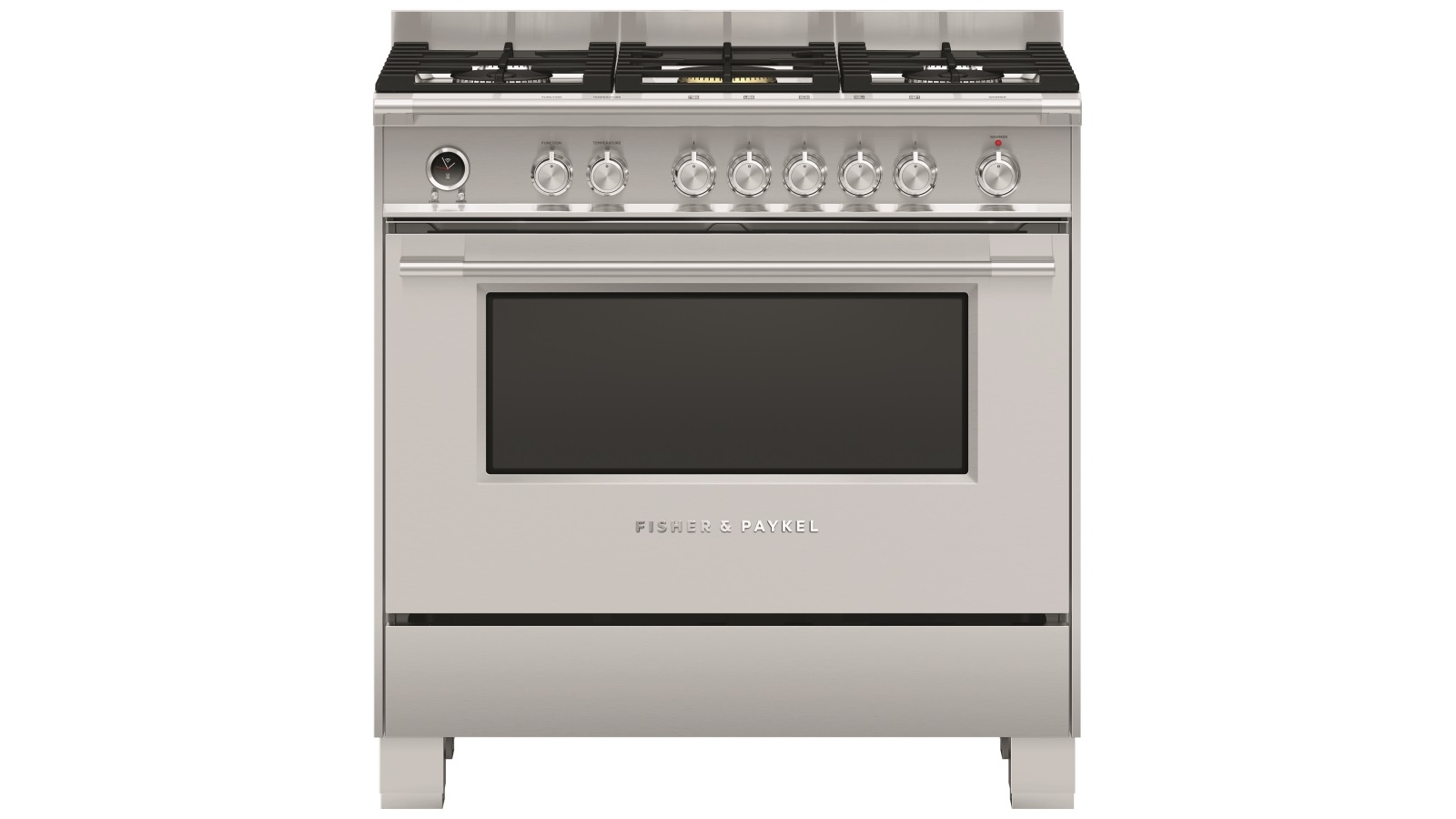 Fisher & Paykel 90cm Series 9 Classic 5 Burner Dual Fuel Pyrolytic Cooker - Stainless Steel