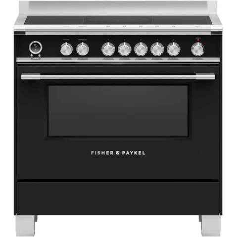 Fisher & Paykel 90cm Series 9 Classic 5 Zone Induction Pyrolytic Cooker 2 SmartZones - Black