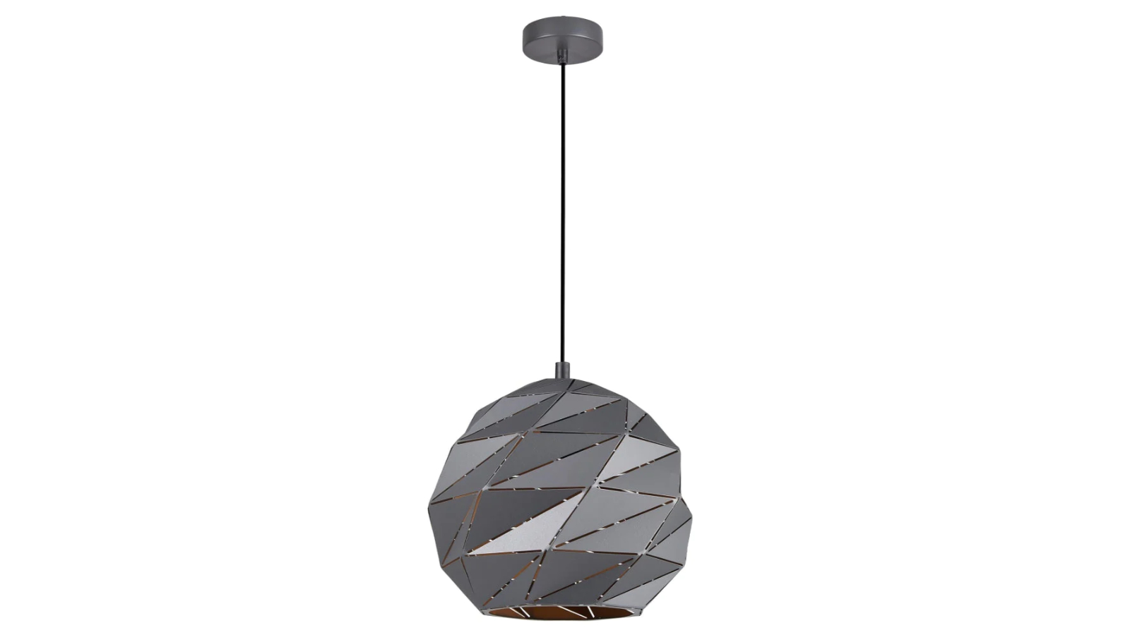 Origami Large Dome Carved Iron Origami Style Pendant Light - Matte Grey