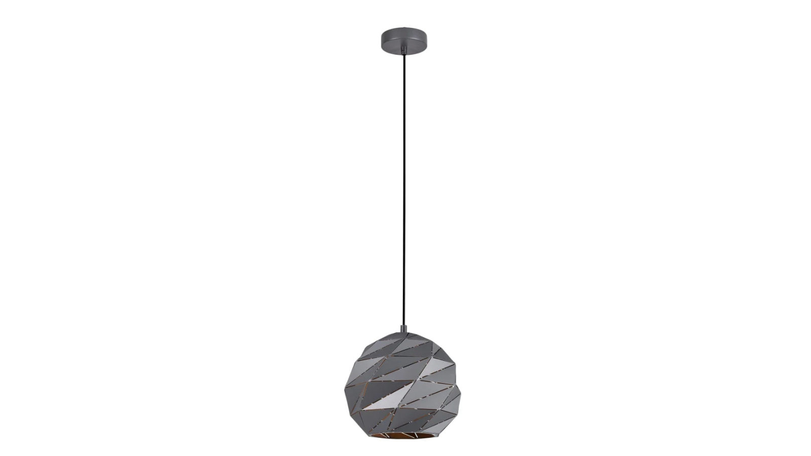 Origami Small Dome Carved Iron Origami Style Pendant Light - Matte Grey
