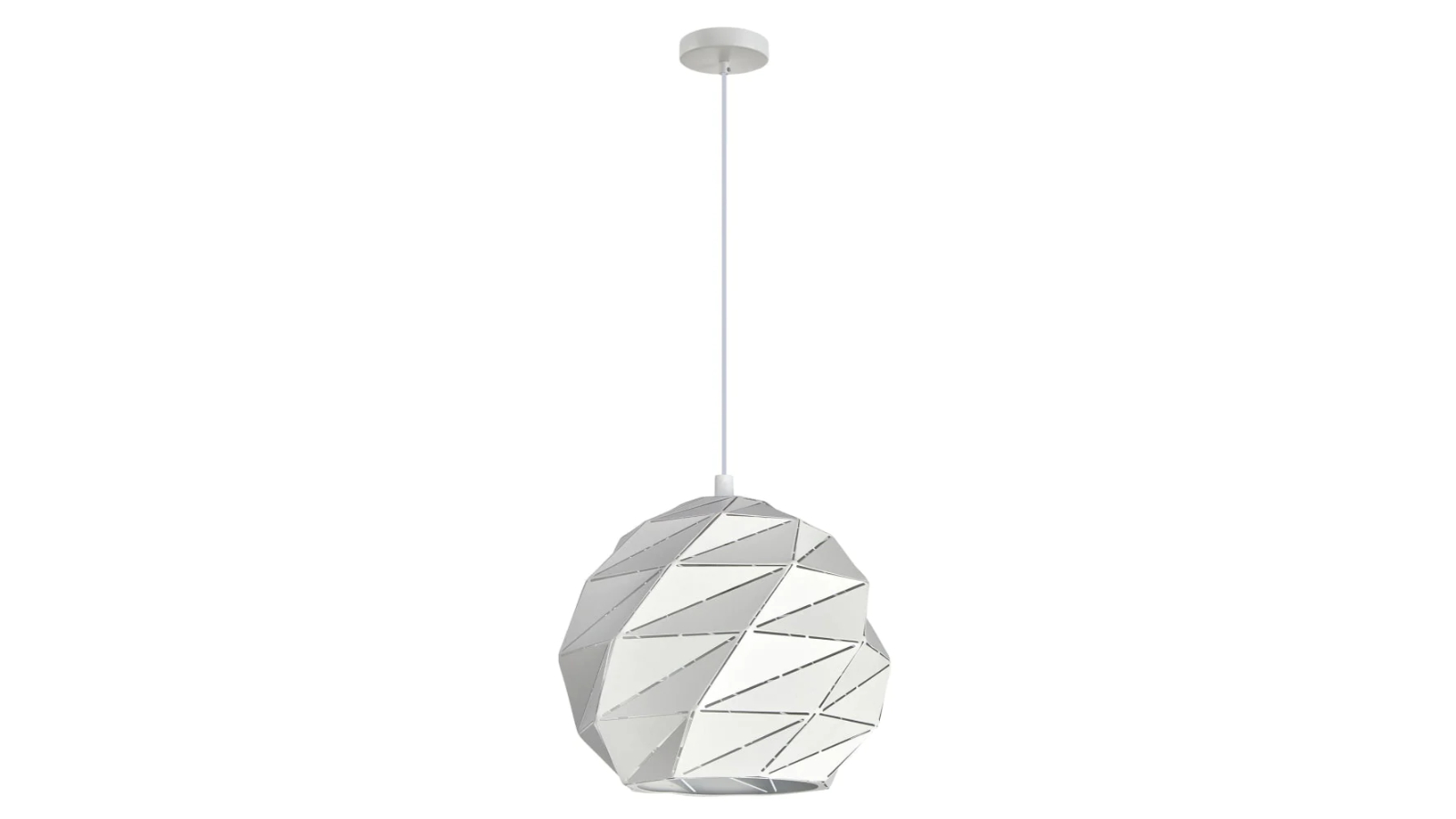 Origami Large Dome Carved Iron Origami Style Pendant Light - Matte White