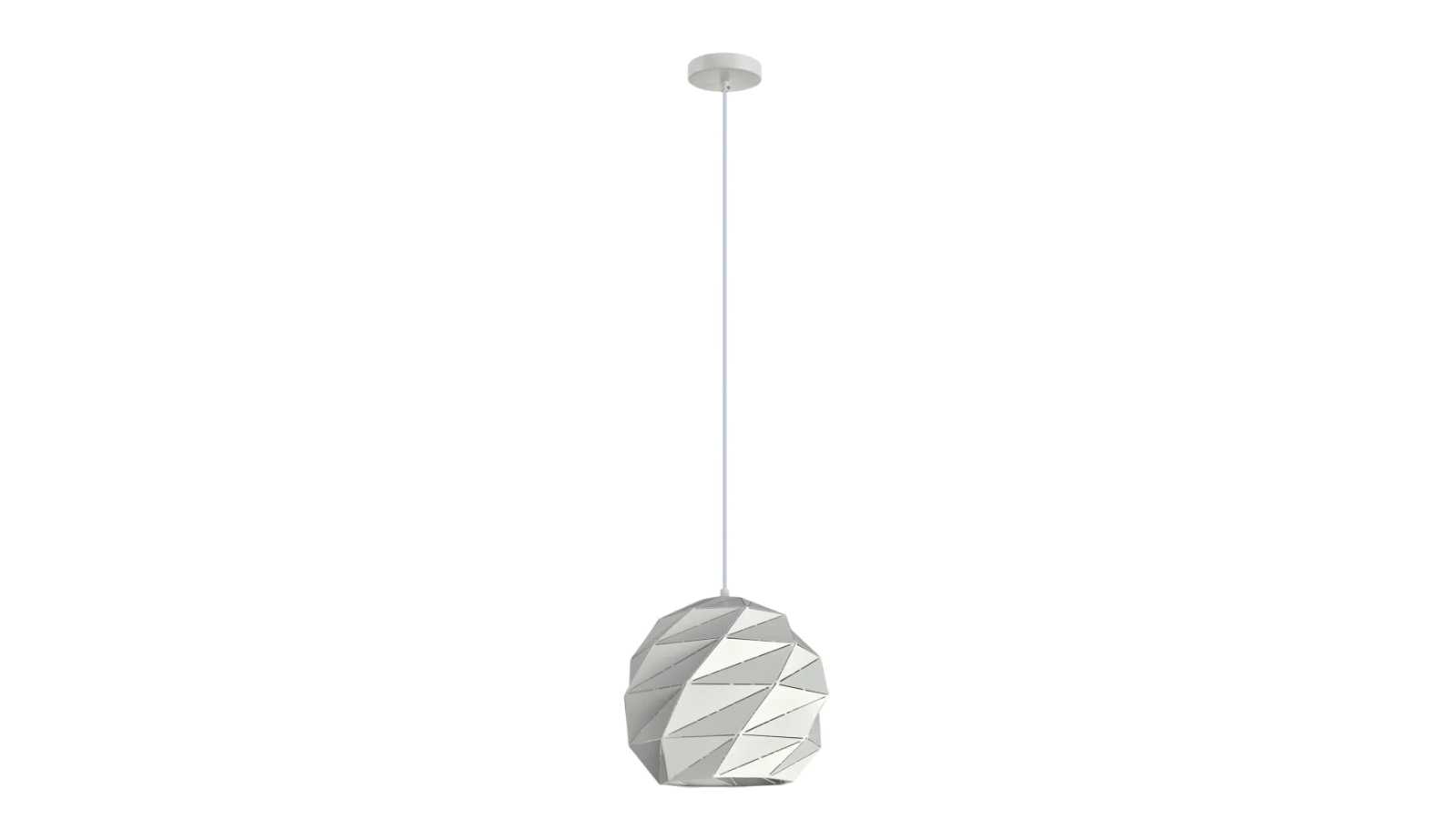 Origami Small Dome Carved Iron Origami Style Pendant Light - Matte White